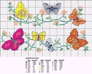 fiori farfalle punto croce