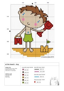 schema punto croce bimbo che gioca in spaiggia